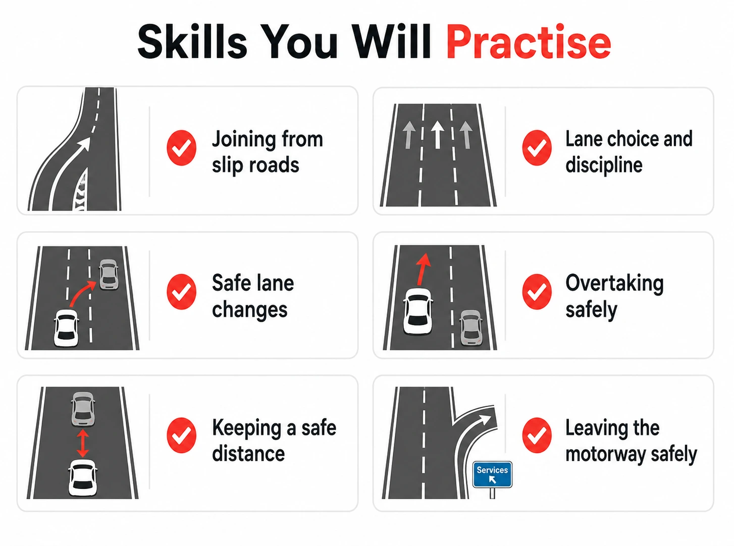Motorway driving lesson on a South London motorway